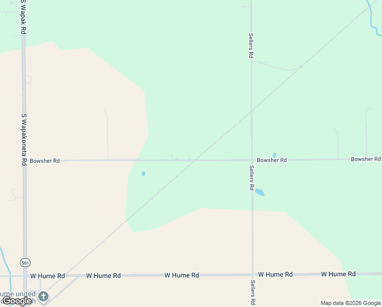 map of restaurants, bars, coffee shops, grocery stores, and more near 4580 Bowsher Road in Cridersville