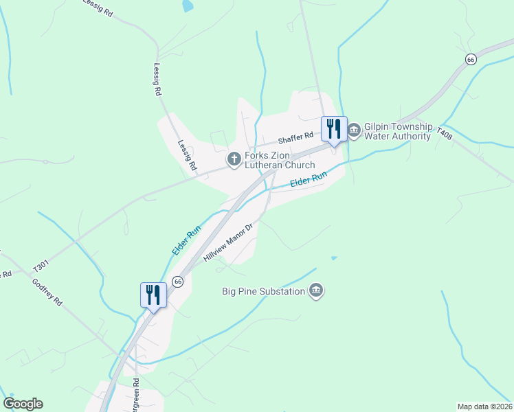 map of restaurants, bars, coffee shops, grocery stores, and more near 173 Hillview Manor Drive in Leechburg