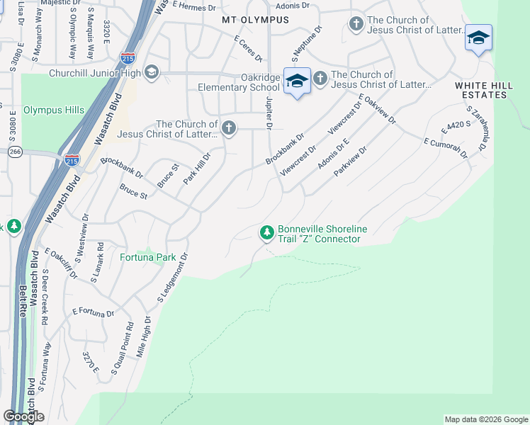 map of restaurants, bars, coffee shops, grocery stores, and more near 4526 Jupiter Drive in Salt Lake City
