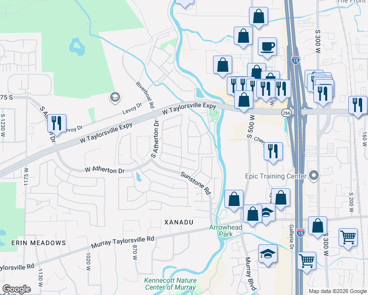 map of restaurants, bars, coffee shops, grocery stores, and more near 4535 South Bay Bridge Road in Taylorsville