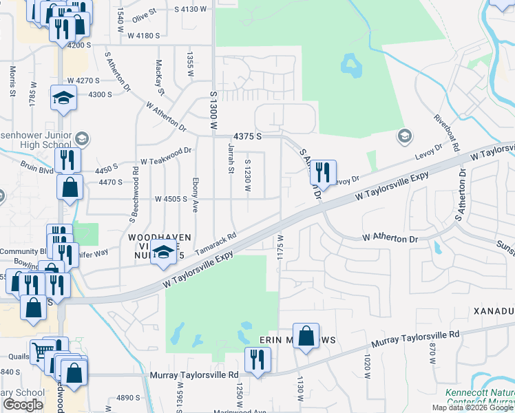 map of restaurants, bars, coffee shops, grocery stores, and more near 1226 West 4505 South in Taylorsville