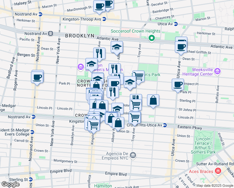 map of restaurants, bars, coffee shops, grocery stores, and more near in Brooklyn