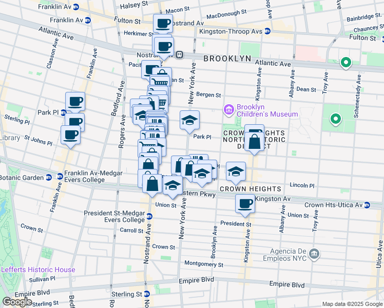 map of restaurants, bars, coffee shops, grocery stores, and more near 959 Sterling Place in Brooklyn