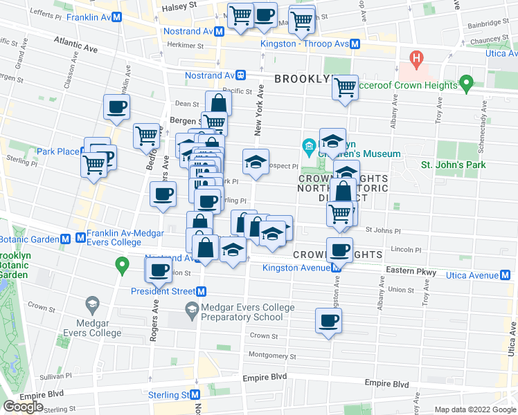 map of restaurants, bars, coffee shops, grocery stores, and more near 959 Sterling Place in Brooklyn