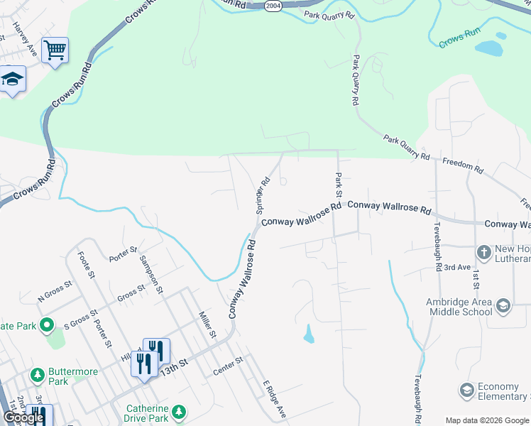 map of restaurants, bars, coffee shops, grocery stores, and more near 500 Conway Wallrose Road in Freedom