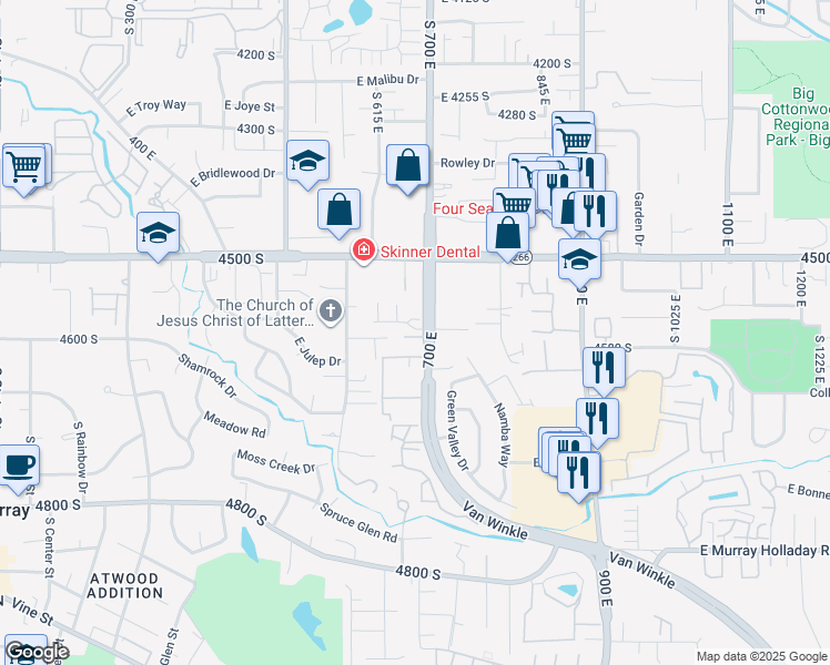 map of restaurants, bars, coffee shops, grocery stores, and more near in Murray