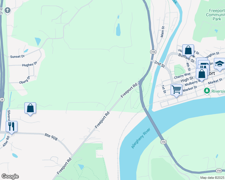 map of restaurants, bars, coffee shops, grocery stores, and more near 105 Mcintyre Lane in Freeport