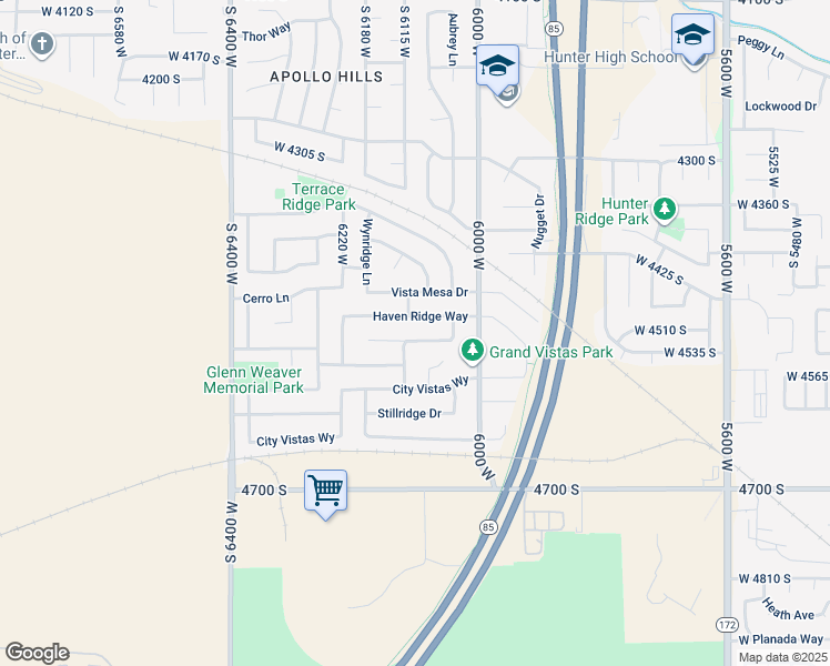 map of restaurants, bars, coffee shops, grocery stores, and more near 6104 Peach Ridge Way in Salt Lake City
