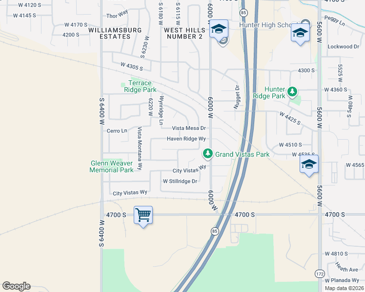map of restaurants, bars, coffee shops, grocery stores, and more near 6104 Peach Ridge Way in Salt Lake City