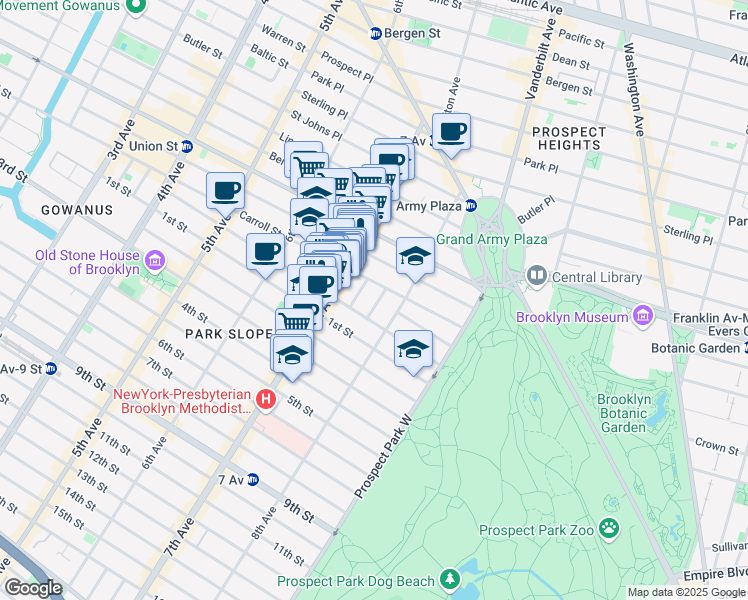 map of restaurants, bars, coffee shops, grocery stores, and more near 14 Fiske Place in Brooklyn