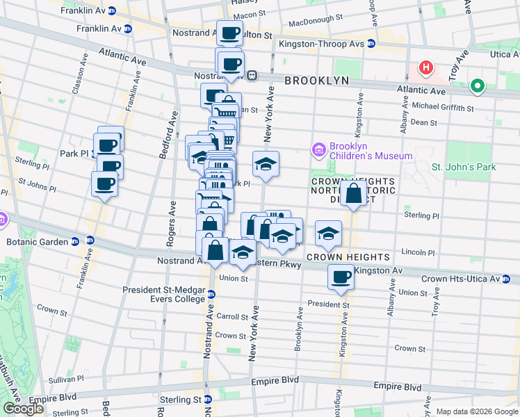 map of restaurants, bars, coffee shops, grocery stores, and more near 959 Sterling Place in Brooklyn