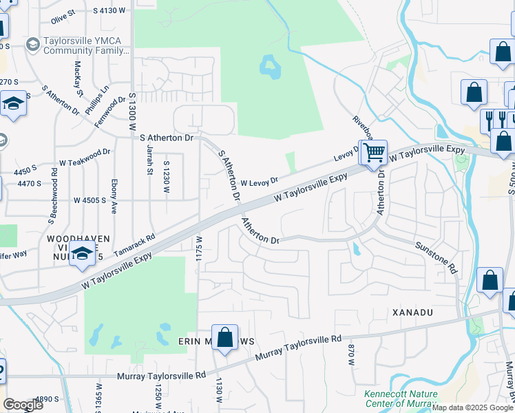 map of restaurants, bars, coffee shops, grocery stores, and more near 1018 Atherton Drive in Taylorsville