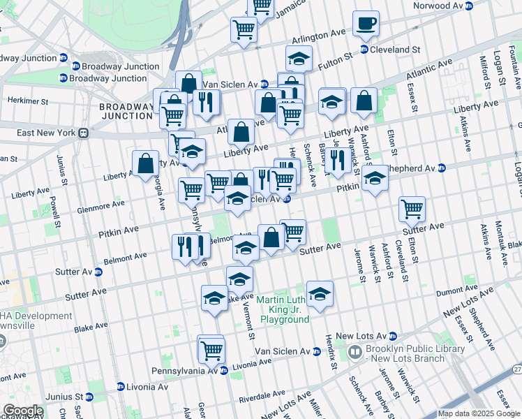 map of restaurants, bars, coffee shops, grocery stores, and more near in Brooklyn