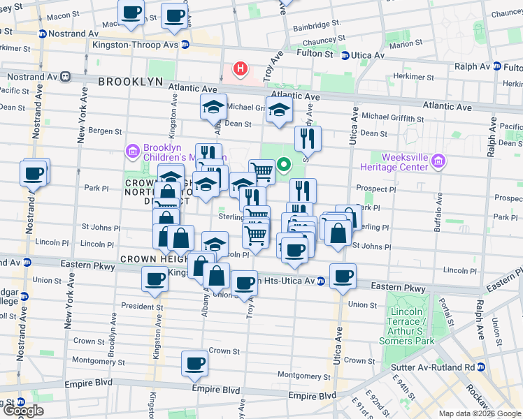 map of restaurants, bars, coffee shops, grocery stores, and more near in Brooklyn