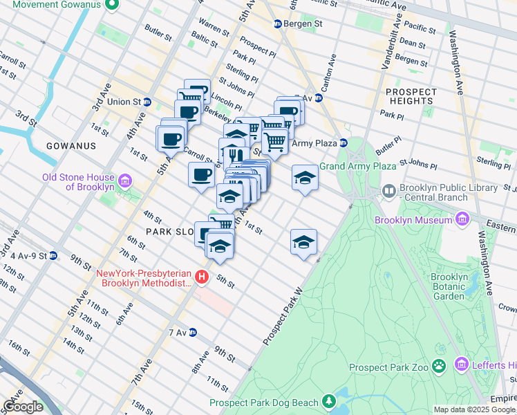 map of restaurants, bars, coffee shops, grocery stores, and more near in Brooklyn