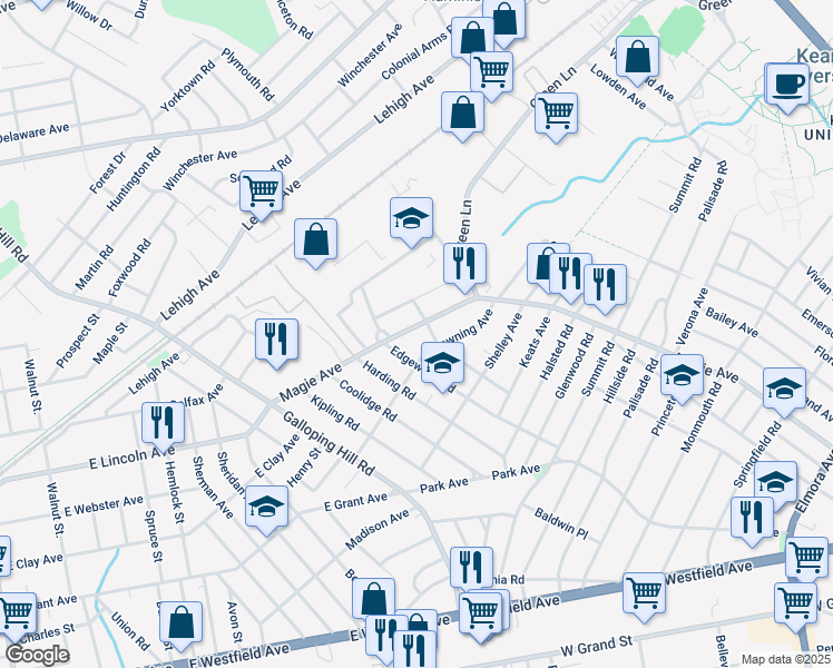 map of restaurants, bars, coffee shops, grocery stores, and more near 1174-1180 Magie Avenue in Elizabeth