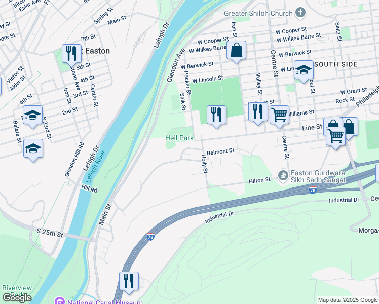 map of restaurants, bars, coffee shops, grocery stores, and more near 108 Crescent Street in Glendon