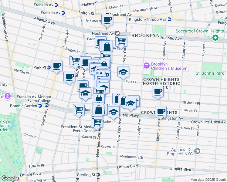 map of restaurants, bars, coffee shops, grocery stores, and more near 904 Sterling Place in Brooklyn