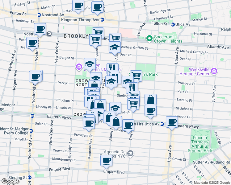 map of restaurants, bars, coffee shops, grocery stores, and more near in Brooklyn