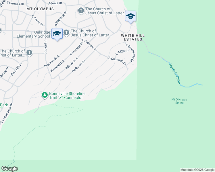 map of restaurants, bars, coffee shops, grocery stores, and more near 4516 South Gilead Way in Salt Lake City