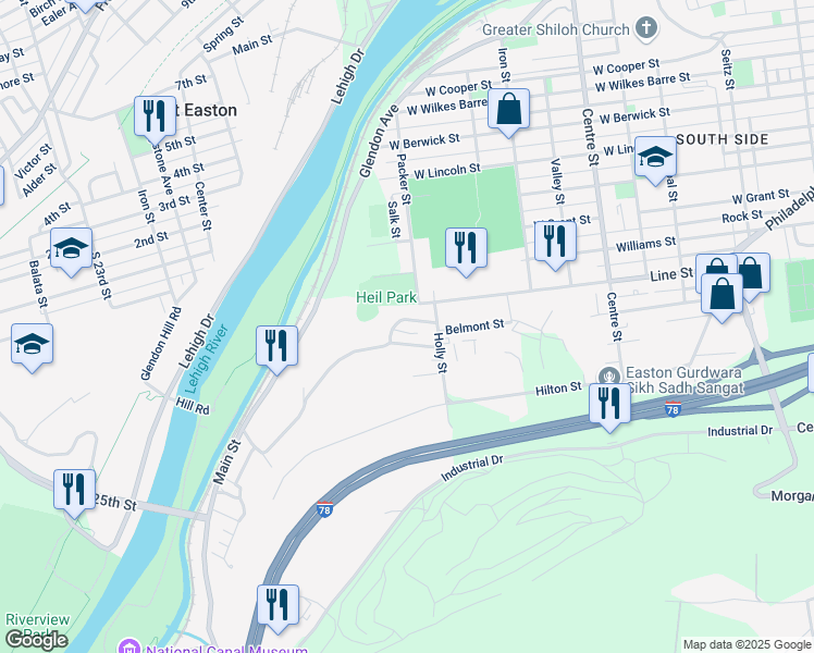 map of restaurants, bars, coffee shops, grocery stores, and more near 108 Crescent Street in Glendon