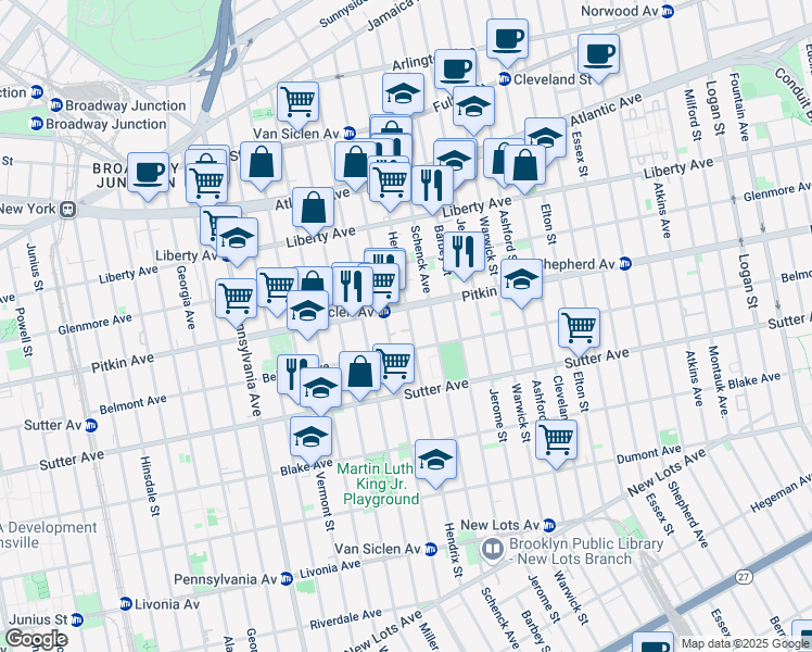 map of restaurants, bars, coffee shops, grocery stores, and more near in Brooklyn