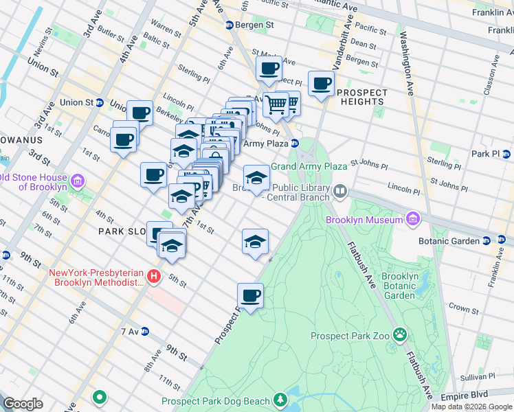 map of restaurants, bars, coffee shops, grocery stores, and more near in Brooklyn