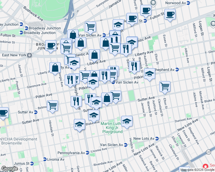 map of restaurants, bars, coffee shops, grocery stores, and more near in Brooklyn