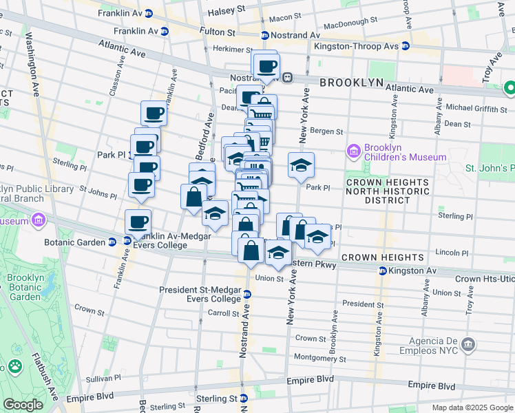 map of restaurants, bars, coffee shops, grocery stores, and more near 856 Sterling Place in Brooklyn