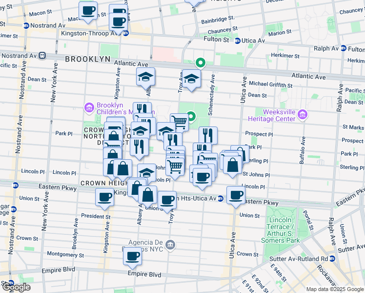 map of restaurants, bars, coffee shops, grocery stores, and more near in Brooklyn