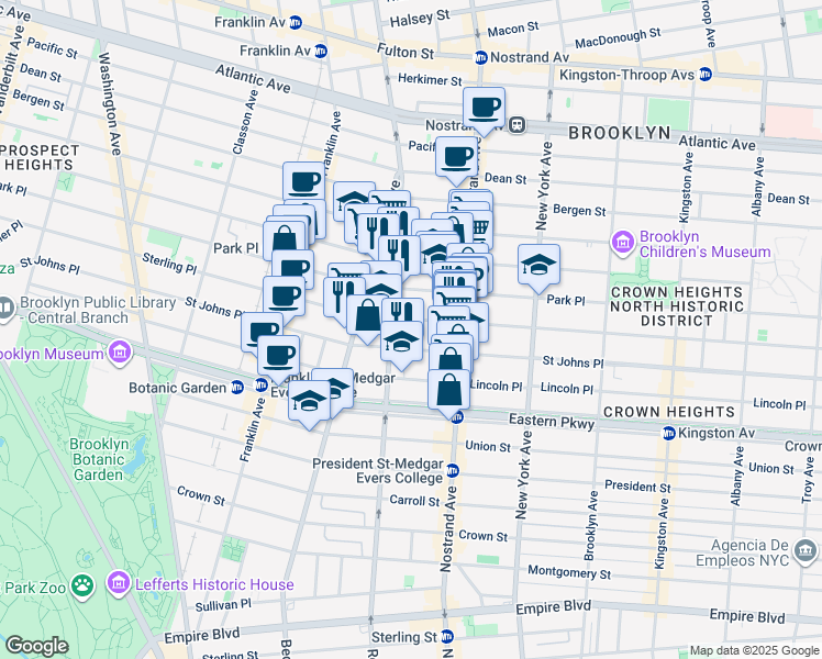 map of restaurants, bars, coffee shops, grocery stores, and more near 796 Sterling Place in Brooklyn