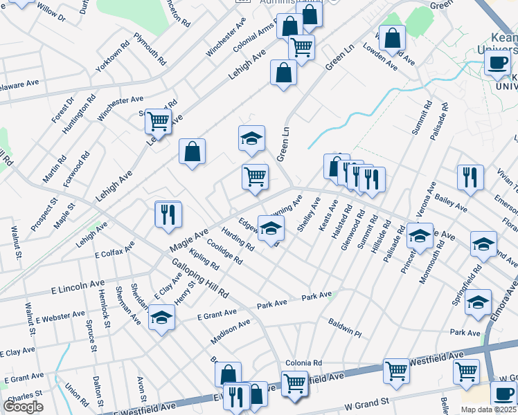 map of restaurants, bars, coffee shops, grocery stores, and more near 1174-1180 Magie Avenue in Elizabeth