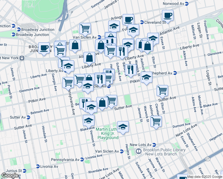 map of restaurants, bars, coffee shops, grocery stores, and more near in Brooklyn