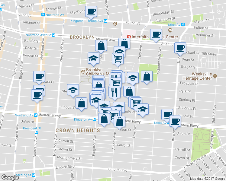 map of restaurants, bars, coffee shops, grocery stores, and more near in Brooklyn