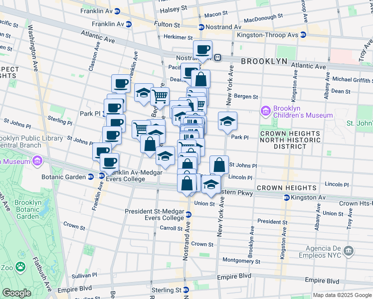 map of restaurants, bars, coffee shops, grocery stores, and more near 814 Sterling Place in Brooklyn