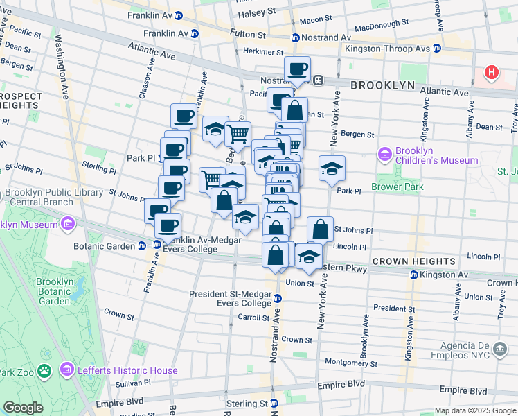 map of restaurants, bars, coffee shops, grocery stores, and more near 814 Sterling Place in Brooklyn