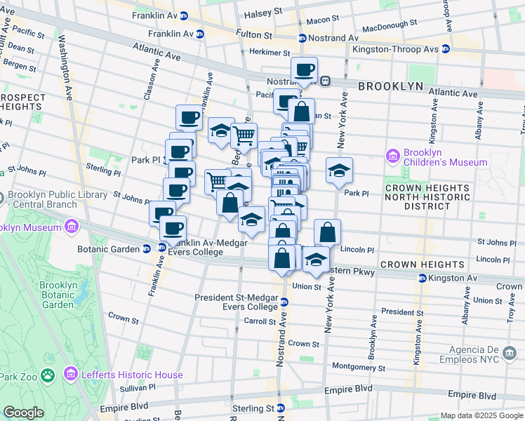 map of restaurants, bars, coffee shops, grocery stores, and more near 814 Sterling Place in Brooklyn