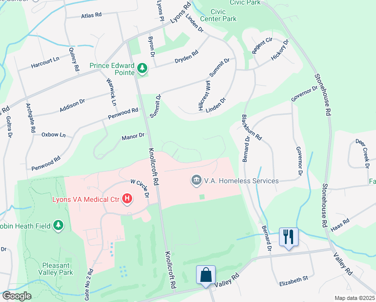 map of restaurants, bars, coffee shops, grocery stores, and more near 89 Aspen Drive in Bernards