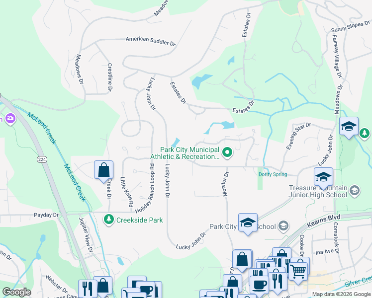 map of restaurants, bars, coffee shops, grocery stores, and more near 19 Wilson Court in Park City