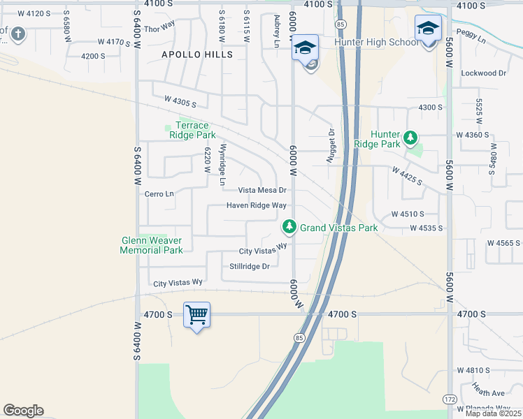 map of restaurants, bars, coffee shops, grocery stores, and more near 6081 Haven Ridge Way in West Valley City