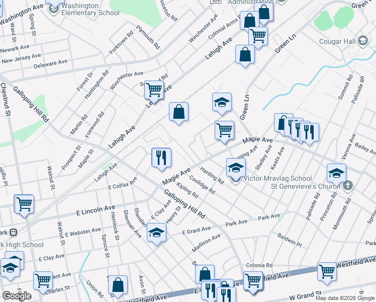 map of restaurants, bars, coffee shops, grocery stores, and more near 286 Clermont Terrace in Union
