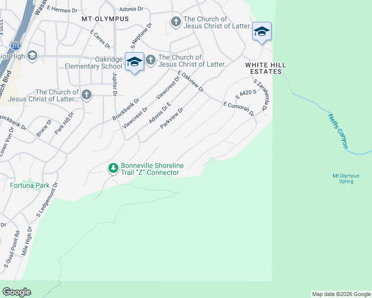 map of restaurants, bars, coffee shops, grocery stores, and more near 4528 Abinadi Road in Salt Lake City