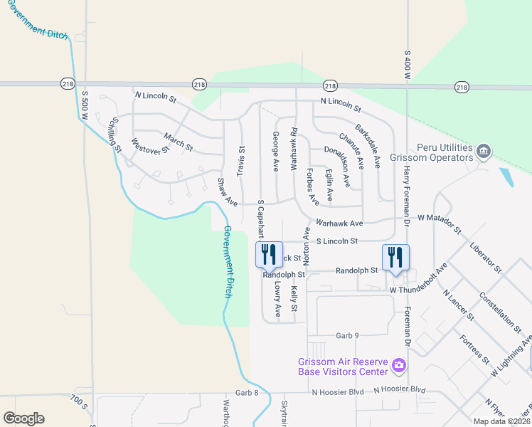 map of restaurants, bars, coffee shops, grocery stores, and more near 2676 South Capehart Avenue in Peru