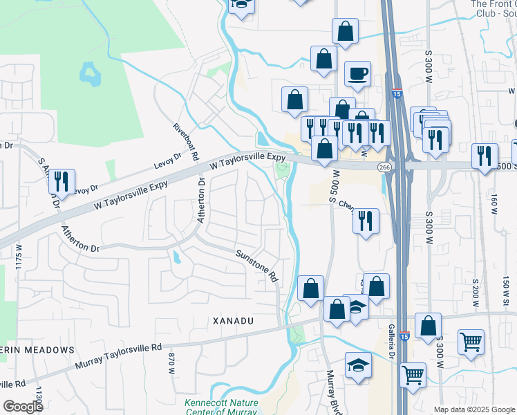 map of restaurants, bars, coffee shops, grocery stores, and more near 4536 South Bridgeside Way in Taylorsville
