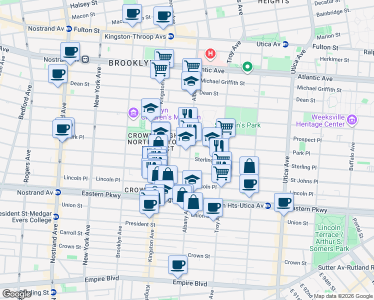 map of restaurants, bars, coffee shops, grocery stores, and more near in Brooklyn