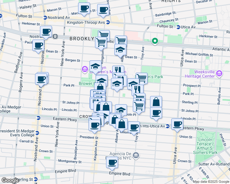 map of restaurants, bars, coffee shops, grocery stores, and more near in Brooklyn