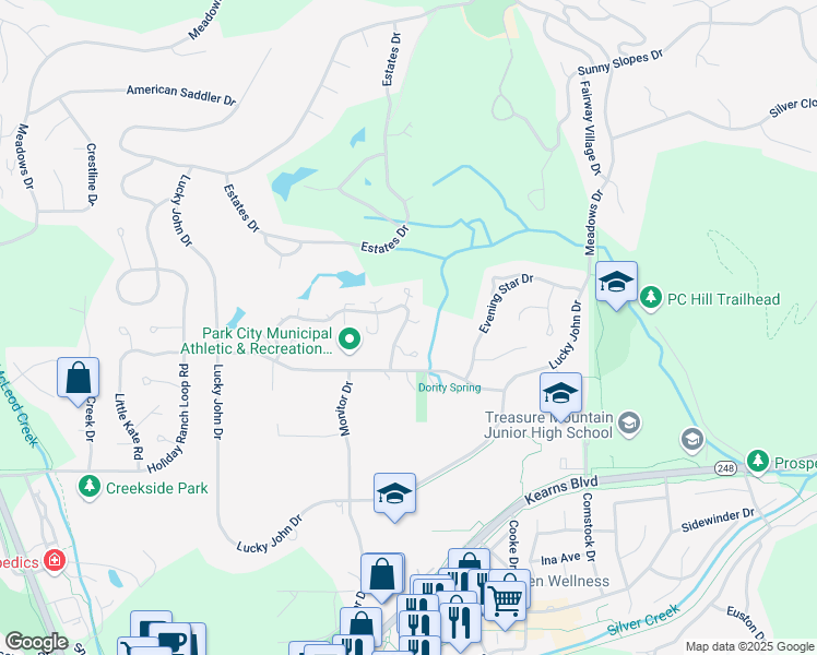 map of restaurants, bars, coffee shops, grocery stores, and more near 150 Head Court in Park City