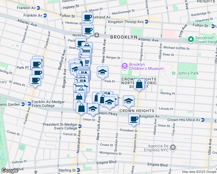 map of restaurants, bars, coffee shops, grocery stores, and more near 959 Sterling Place in Brooklyn