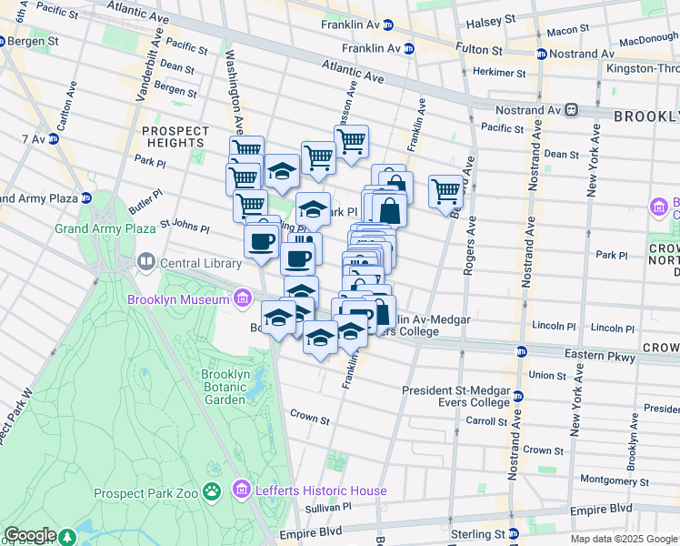 map of restaurants, bars, coffee shops, grocery stores, and more near 564 Saint Johns Place in Brooklyn
