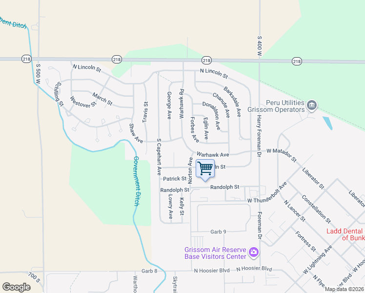 map of restaurants, bars, coffee shops, grocery stores, and more near 1841 Warhawk Road in Peru
